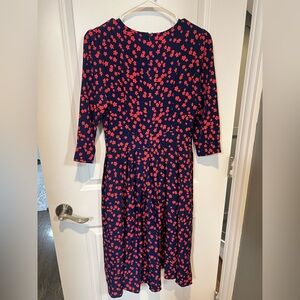 Floral Navy and Red Women's Dress